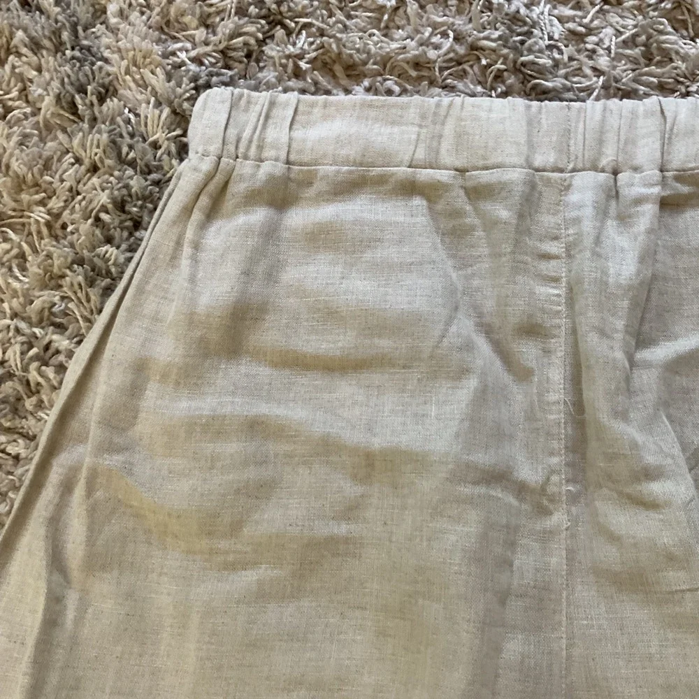 Hester & Orchard Linen Blend Elastic Waist Shorts Beige Women Large